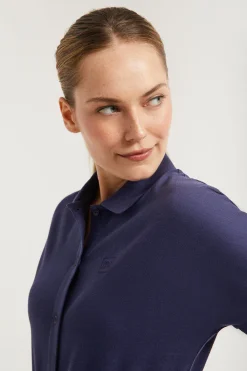 Polo Club Robes*Robe midi bleu e à logo brodé ton sur ton Marin