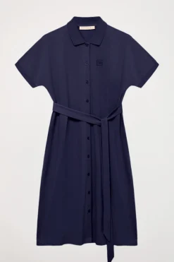 Polo Club Robes*Robe midi bleu e à logo brodé ton sur ton Marin