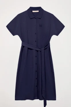 Polo Club Robes*Robe midi bleu e à logo brodé ton sur ton Marin