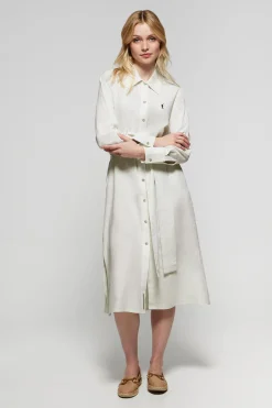 Polo Club Robes*Robe midi en lin he avec un détail brodé Rigby Go Blanc