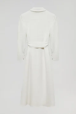Polo Club Robes*Robe midi en lin he avec un détail brodé Rigby Go Blanc