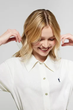 Polo Club Robes*Robe midi en lin he avec un détail brodé Rigby Go Blanc