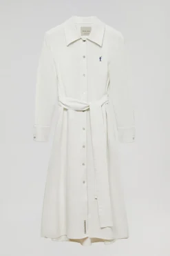Polo Club Robes*Robe midi en lin he avec un détail brodé Rigby Go Blanc