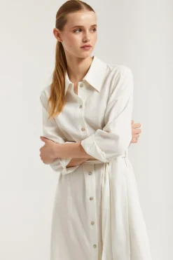 Polo Club Robes*Robe midi en lin he avec un détail brodé Blanc