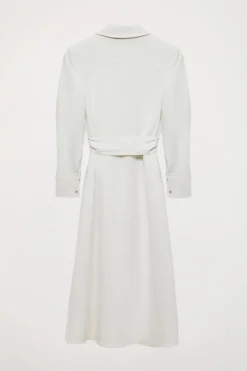 Polo Club Robes*Robe midi en lin he avec un détail brodé Blanc