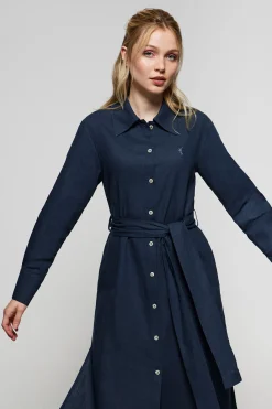 Polo Club Robes*Robe midi en lin avec un détail brodé Rigby Go Bleu Marine