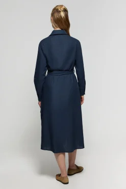 Polo Club Robes*Robe midi en lin avec un détail brodé Rigby Go Bleu Marine