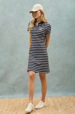 Polo Club Robes*Robe polo à col rayé avec écusson nautique Bleu Marine