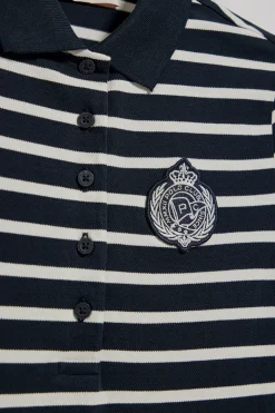 Polo Club Robes*Robe polo à col rayé avec écusson nautique Bleu Marine