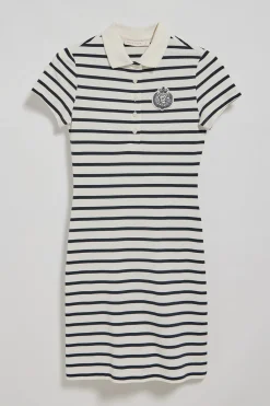 Polo Club Robes*Robe polo écru à col rayé avec écusson nautique Beige