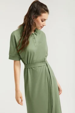 Polo Club Robes*Robe verte à manches chauve-souris et logo brodé ton sur ton Vert chaud