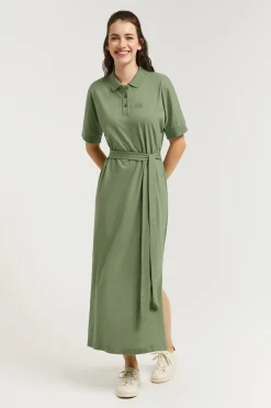 Polo Club Robes*Robe verte à manches chauve-souris et logo brodé ton sur ton Vert chaud