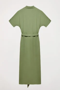 Polo Club Robes*Robe verte à manches chauve-souris et logo brodé ton sur ton Vert chaud