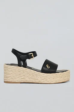 Polo Club Chaussures*Sandales à semelles compensées en jute Aurora avec un détail métallisé Noir