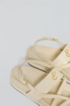 Polo Club Chaussures*Sandales bio à lanières Allegra beige avec détails métalliques Crème
