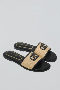 Polo Club Chaussures*Sandales en raphia Greta es avec logo PC Noir