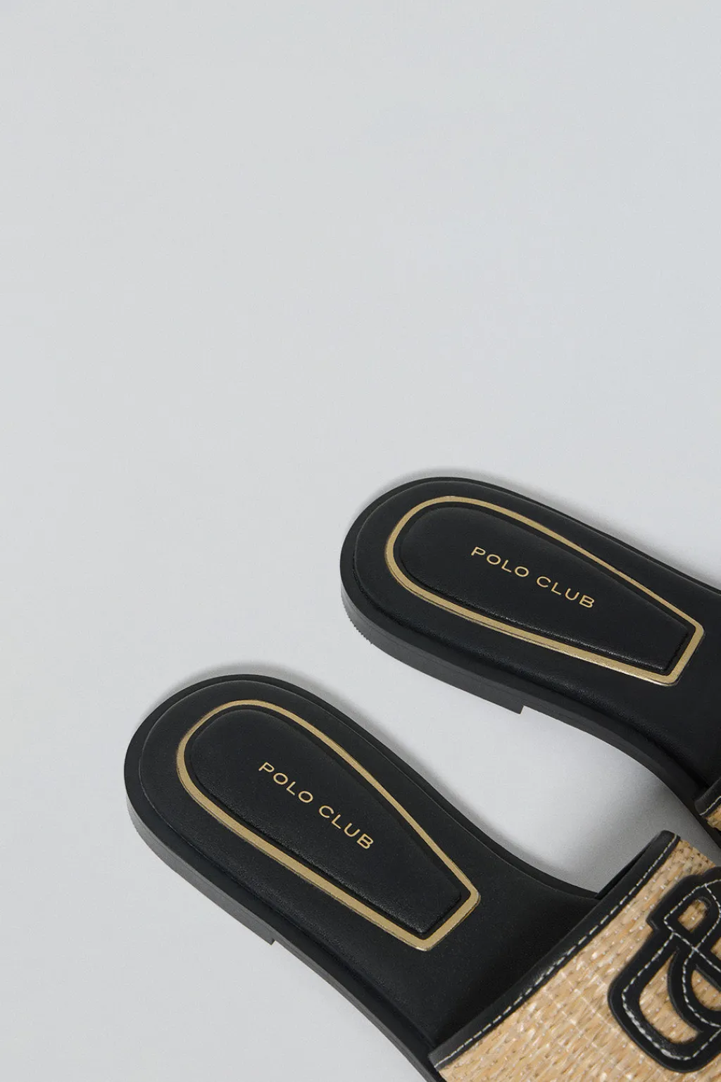 Polo Club Chaussures*Sandales en raphia Greta es avec logo PC Noir