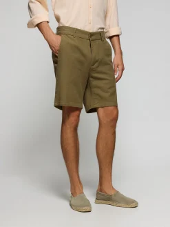 Polo Club Pantalons*Short Bali en lin et coton couleur vert avec détails brodés Kaki
