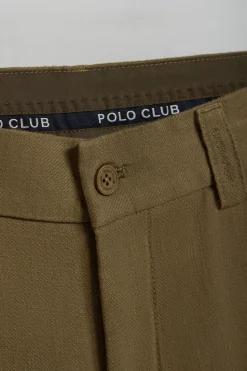 Polo Club Pantalons*Short Bali en lin et coton couleur vert avec détails brodés Kaki