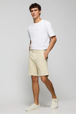 Polo Club Pantalons*Short Bali en lin et coton couleur avec détails brodés Sable
