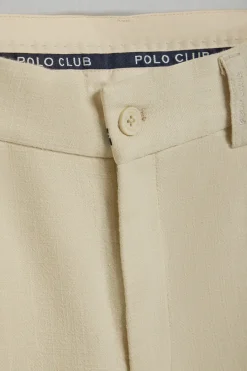 Polo Club Pantalons*Short Bali en lin et coton couleur avec détails brodés Sable
