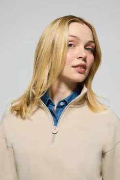 Polo Club Sweat-Shirts*Sweat à demi-fermeture éclair avec logo en caoutchouc Beige