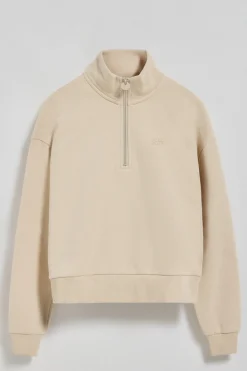 Polo Club Sweat-Shirts*Sweat à demi-fermeture éclair avec logo en caoutchouc Beige