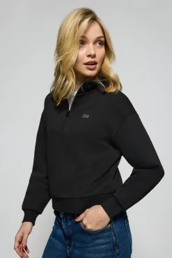 Polo Club Sweat-Shirts*Sweat à demi-fermeture éclair avec logo en caoutchouc Noir