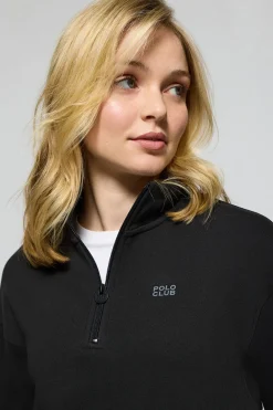 Polo Club Sweat-Shirts*Sweat à demi-fermeture éclair avec logo en caoutchouc Noir
