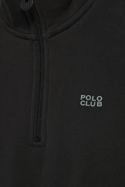 Polo Club Sweat-Shirts*Sweat à demi-fermeture éclair avec logo en caoutchouc Noir
