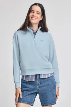 Polo Club Sweat-Shirts*Sweat bleu clair boxy fit à logo caoutchouté Bleu ciel