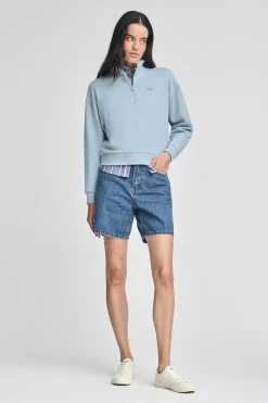 Polo Club Sweat-Shirts*Sweat bleu clair boxy fit à logo caoutchouté Bleu ciel