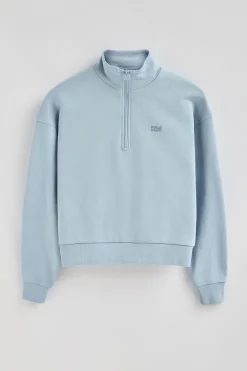 Polo Club Sweat-Shirts*Sweat bleu clair boxy fit à logo caoutchouté Bleu ciel