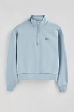 Polo Club Sweat-Shirts*Sweat bleu clair boxy fit à logo caoutchouté Bleu ciel