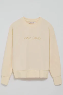 Polo Club Sweat-Shirts*Sweat écru avec logo caoutchouté sur le devant Beige