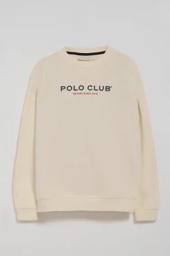 Polo Club Sweat-Shirts*Sweat écru avec logo et logo caoutchouté Beige