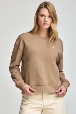 Polo Club Sweat-Shirts*Sweat marron clair à col ras du cou et broderie Rigby Go Brun