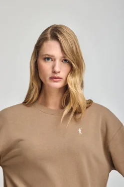 Polo Club Sweat-Shirts*Sweat marron clair à col ras du cou et broderie Rigby Go Brun