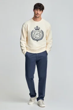 Polo Club Sweat-Shirts*Sweat Saddie écru avec motif nautique brodé Beige