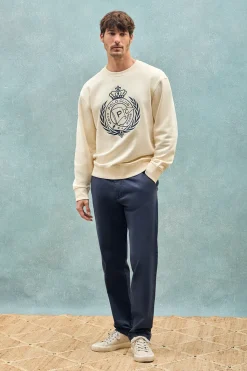 Polo Club Sweat-Shirts*Sweat Saddie écru avec motif nautique brodé Beige