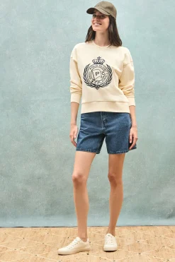 Polo Club Sweat-Shirts*Sweat Syren écru avec motif nautique brodé Beige