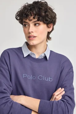 Polo Club Sweat-Shirts*Sweat violet bleuté avec logo caoutchouté sur le devant Bleu Violet