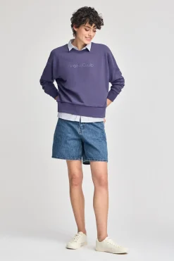 Polo Club Sweat-Shirts*Sweat violet bleuté avec logo caoutchouté sur le devant Bleu Violet