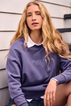 Polo Club Sweat-Shirts*Sweat violet bleuté avec logo caoutchouté sur le devant Bleu Violet