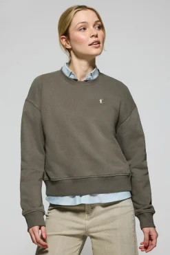 Polo Club Sweat-Shirts*Sweat-shirt à col ras du cou vert avec logo brodé Rigby Go Vert militaire