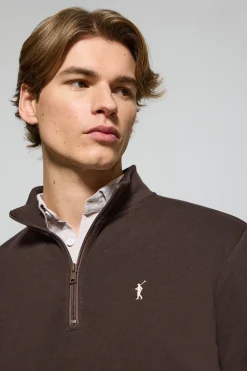 Polo Club Sweat-Shirts*Sweat-shirt à fermeture éclair marron avec logo Rigby Go Marron foncé