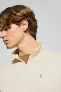 Polo Club Sweat-Shirts*Sweat-shirt à fermeture éclair partielle écru avec logo Rigby Go Beige