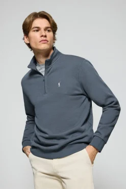 Polo Club Sweat-Shirts*Sweat-shirt à fermeture éclair partielle bleu avec logo Rigby Go Denim