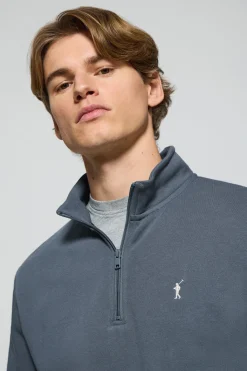 Polo Club Sweat-Shirts*Sweat-shirt à fermeture éclair partielle bleu avec logo Rigby Go Denim