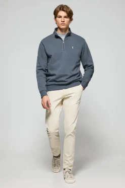 Polo Club Sweat-Shirts*Sweat-shirt à fermeture éclair partielle bleu avec logo Rigby Go Denim